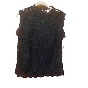 NWT Nanette Lepore Navy Lace Sleeveless Top Size Medium